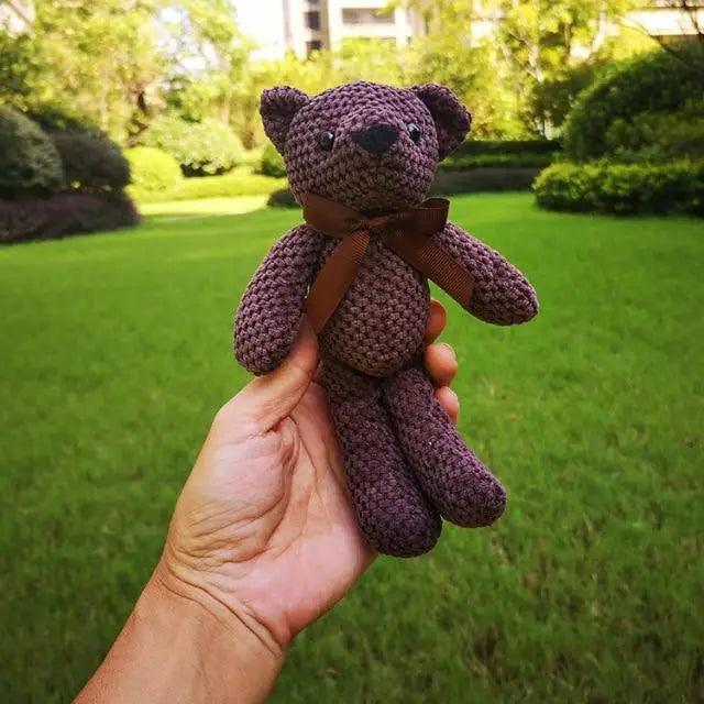Handcrafted Knit Teddy Bear & Rabbit Plush Doll Decor 18-20cm