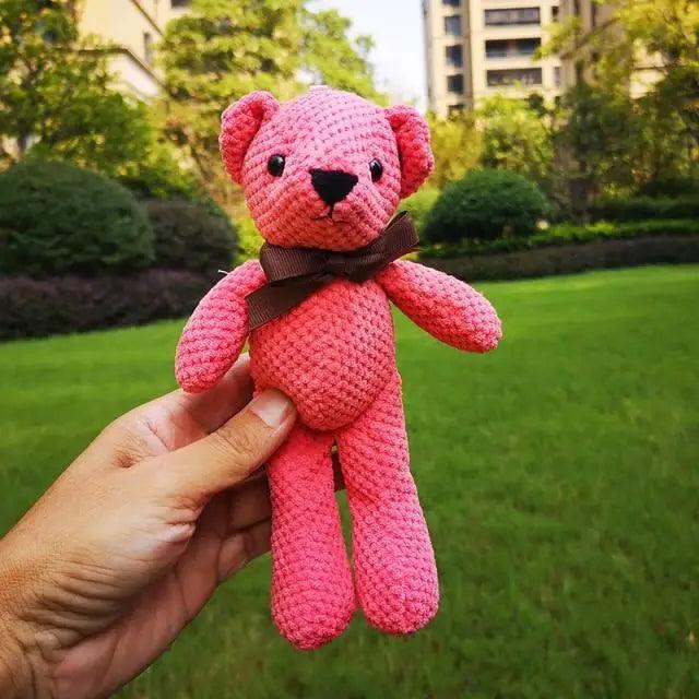 Handcrafted Knit Teddy Bear & Rabbit Plush Doll Decor 18-20cm