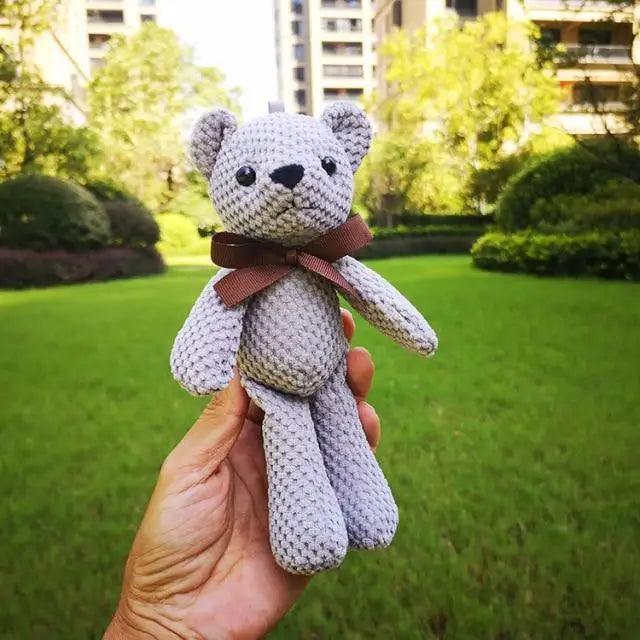 Handcrafted Knit Teddy Bear & Rabbit Plush Doll Decor 18-20cm