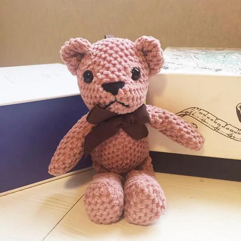 Handcrafted Knit Teddy Bear & Rabbit Plush Doll Decor 18-20cm