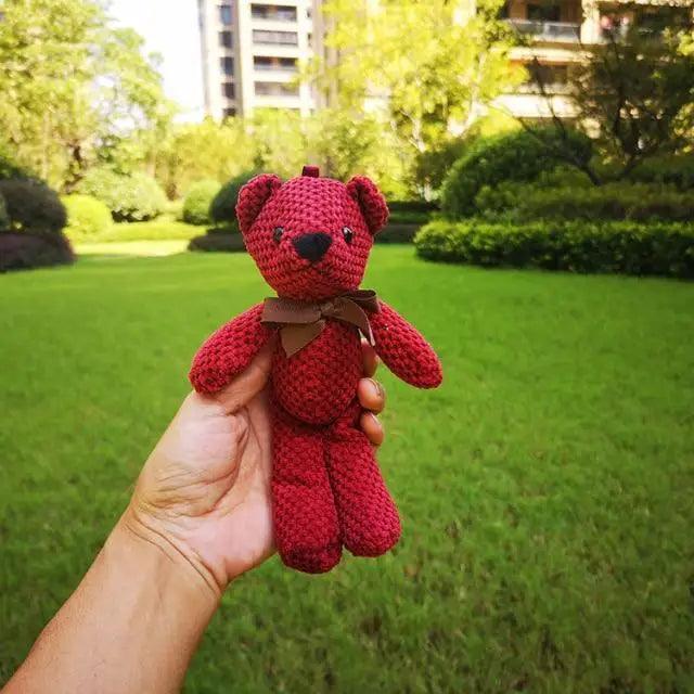 Handcrafted Knit Teddy Bear & Rabbit Plush Doll Decor 18-20cm