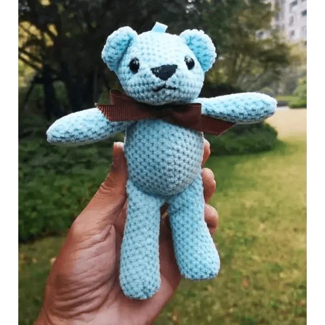 Handcrafted Knit Teddy Bear & Rabbit Plush Doll Decor 18-20cm