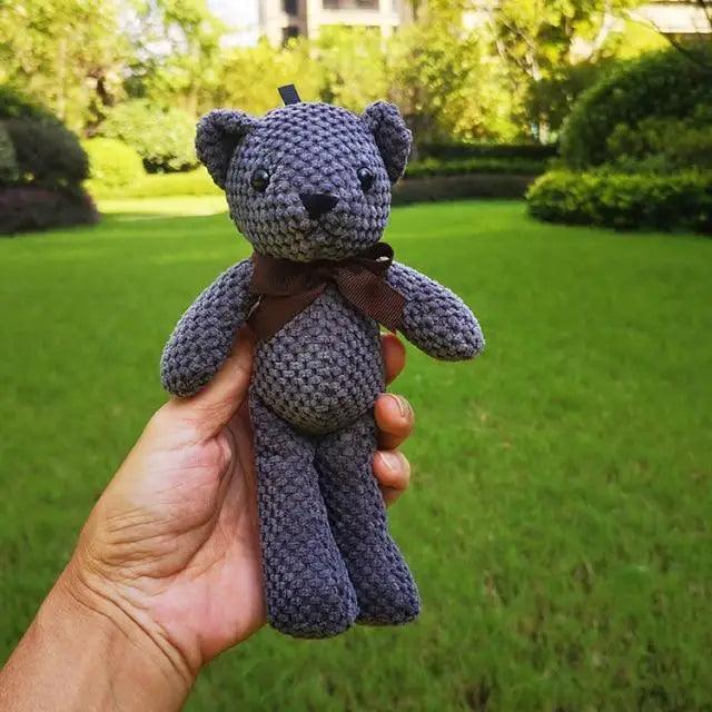 Handcrafted Knit Teddy Bear & Rabbit Plush Doll Decor 18-20cm
