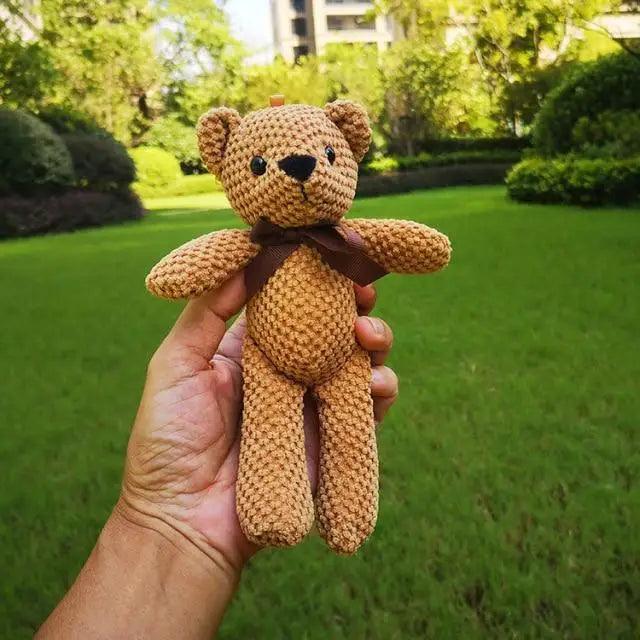 Handcrafted Knit Teddy Bear & Rabbit Plush Doll Decor 18-20cm