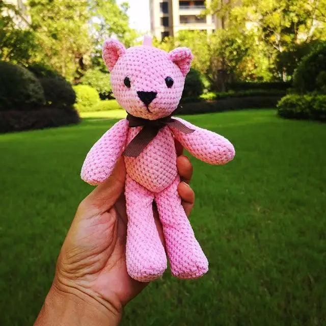 Handcrafted Knit Teddy Bear & Rabbit Plush Doll Decor 18-20cm