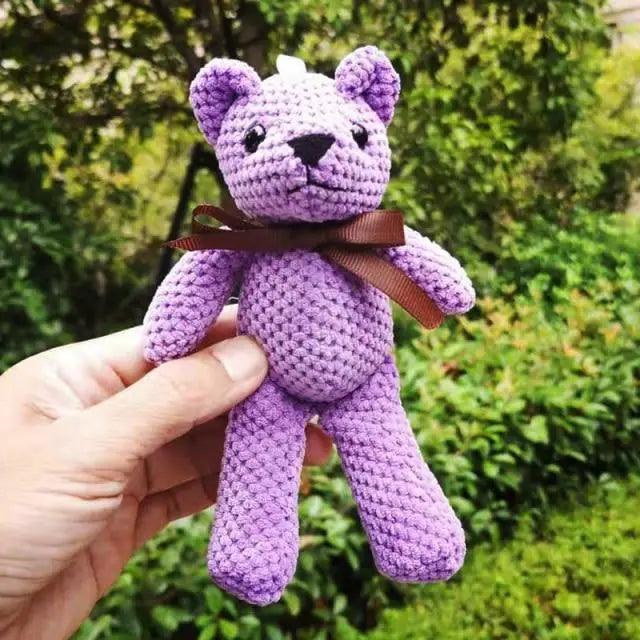 Handcrafted Knit Teddy Bear & Rabbit Plush Doll Decor 18-20cm