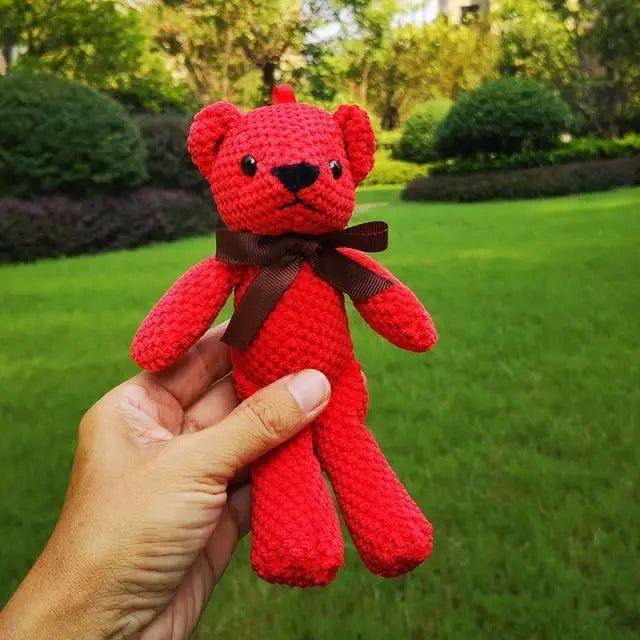 Handcrafted Knit Teddy Bear & Rabbit Plush Doll Decor 18-20cm