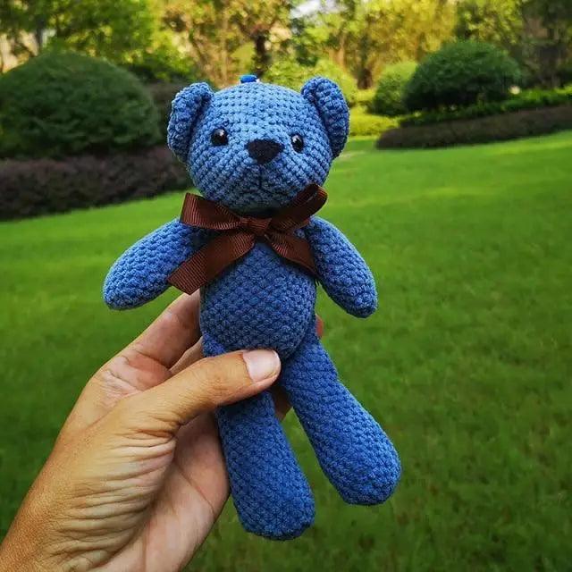 Handcrafted Knit Teddy Bear & Rabbit Plush Doll Decor 18-20cm