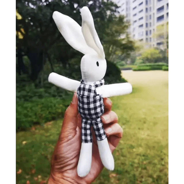Handcrafted Knit Teddy Bear & Rabbit Plush Doll Decor 18-20cm