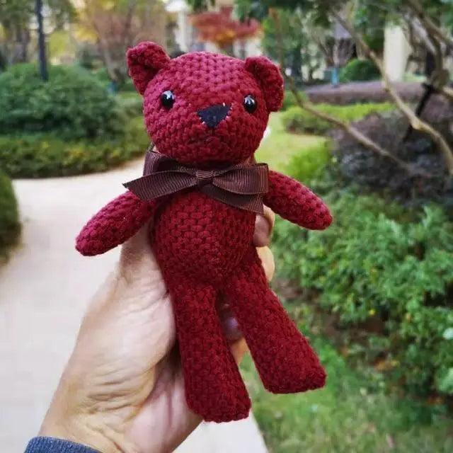 Handcrafted Knit Teddy Bear & Rabbit Plush Doll Decor 18-20cm