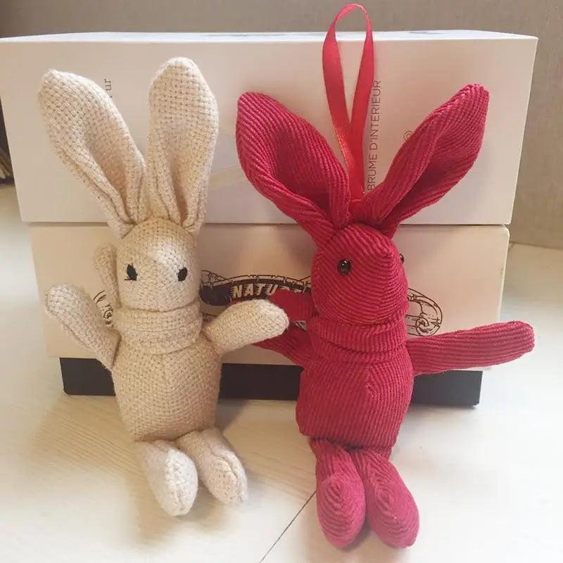 Handcrafted Knit Teddy Bear & Rabbit Plush Doll Decor 18-20cm