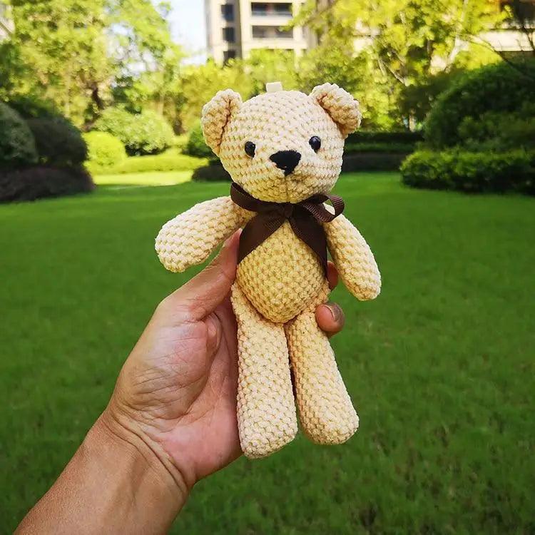 Handcrafted Knit Teddy Bear & Rabbit Plush Doll Decor 18-20cm