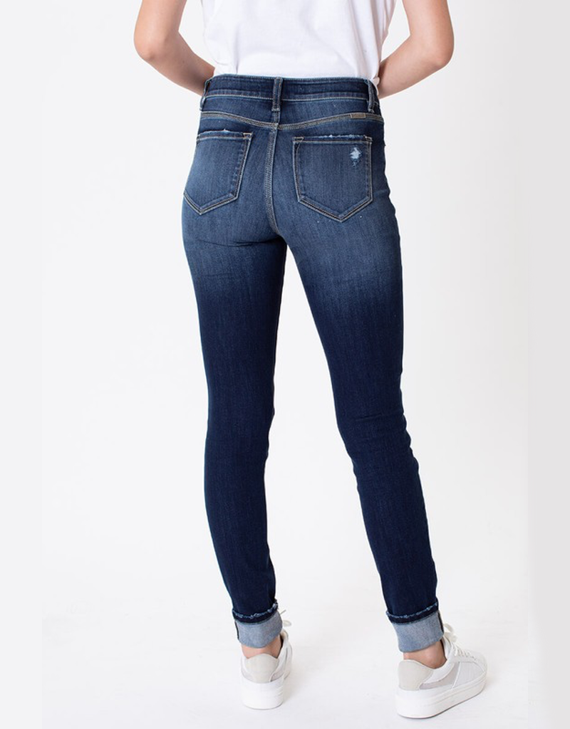 High Rise 4 Button Super Skinny Distressed Ankle Jeans Medium Wash