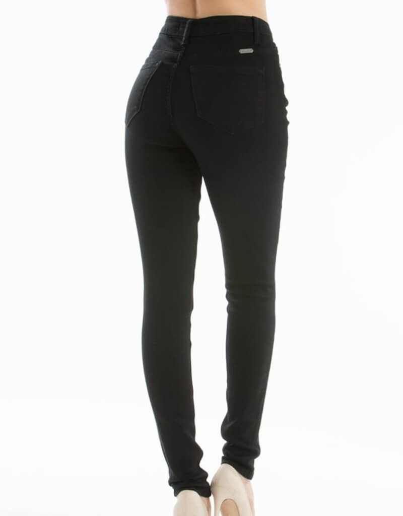 High Rise Curvy Tapered Denim Jeans in Black - Full Length
