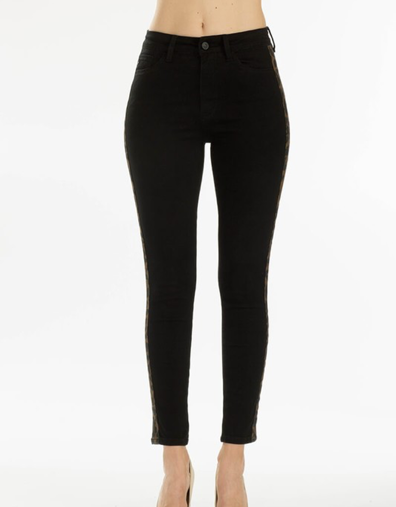 High Rise Leopard Striped Jean - Trendy Animal Print Denim