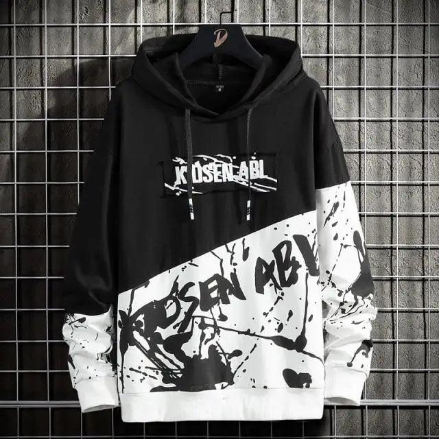 Oversized Hip Hop Graphic Hoodie: Urban Streetwear Print Sweatshirt