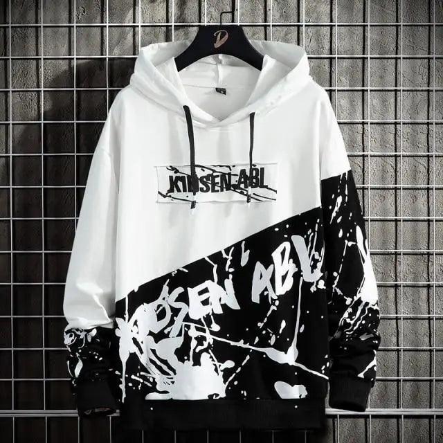 Oversized Hip Hop Graphic Hoodie: Urban Streetwear Print Sweatshirt