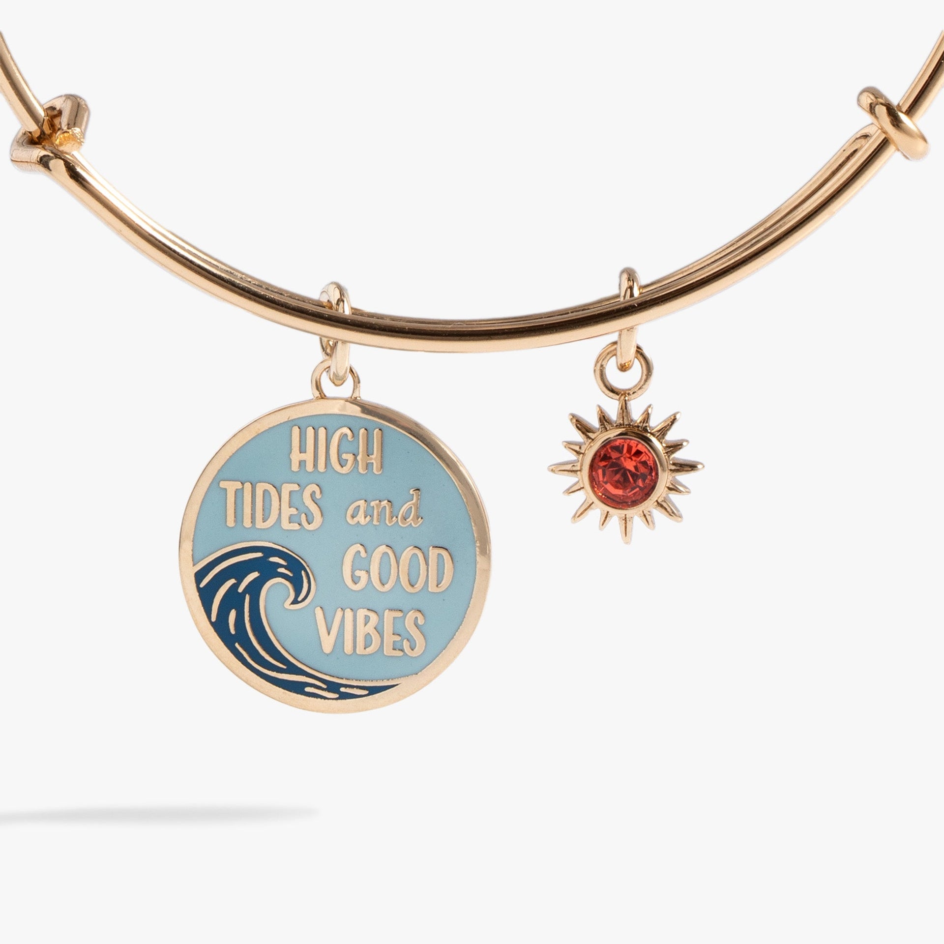 High Tides Good Vibes Charm Bangle with Padparadscha Crystal Sun