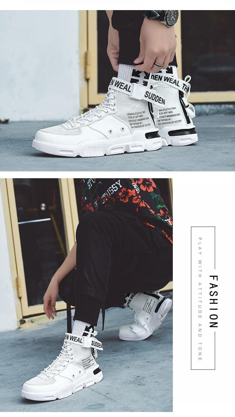 High Top Canvas Sneakers: Breathable Hip Hop Basketball Shoes
