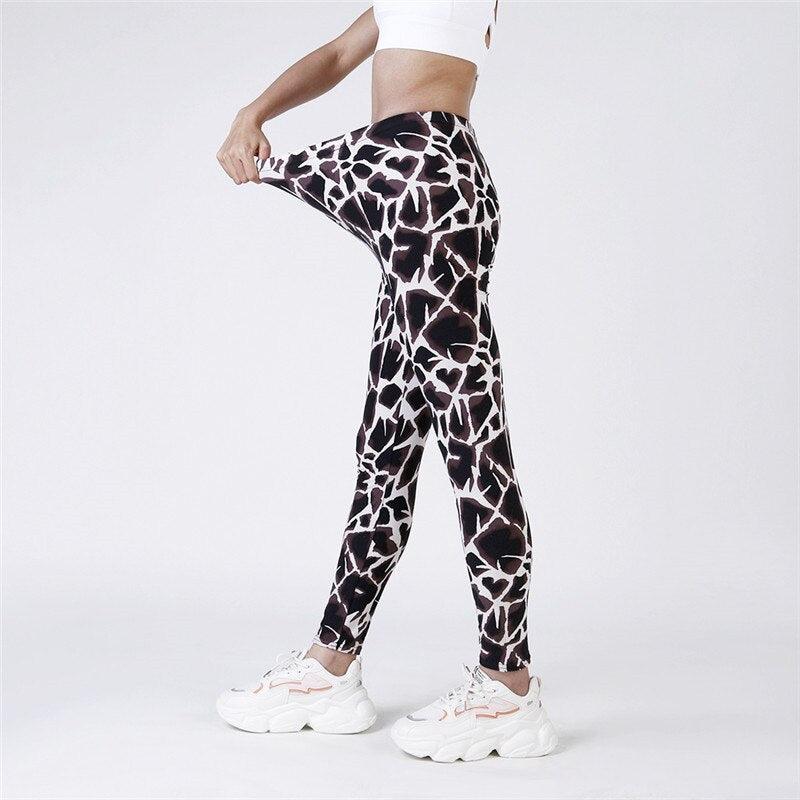 High Waist Printed Yoga Leggings Push Up Fitness Gym Trousers