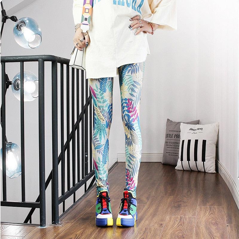 High Waist Printed Yoga Leggings Push Up Fitness Gym Trousers