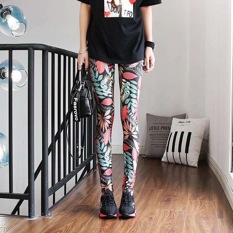 High Waist Printed Yoga Leggings Push Up Fitness Gym Trousers