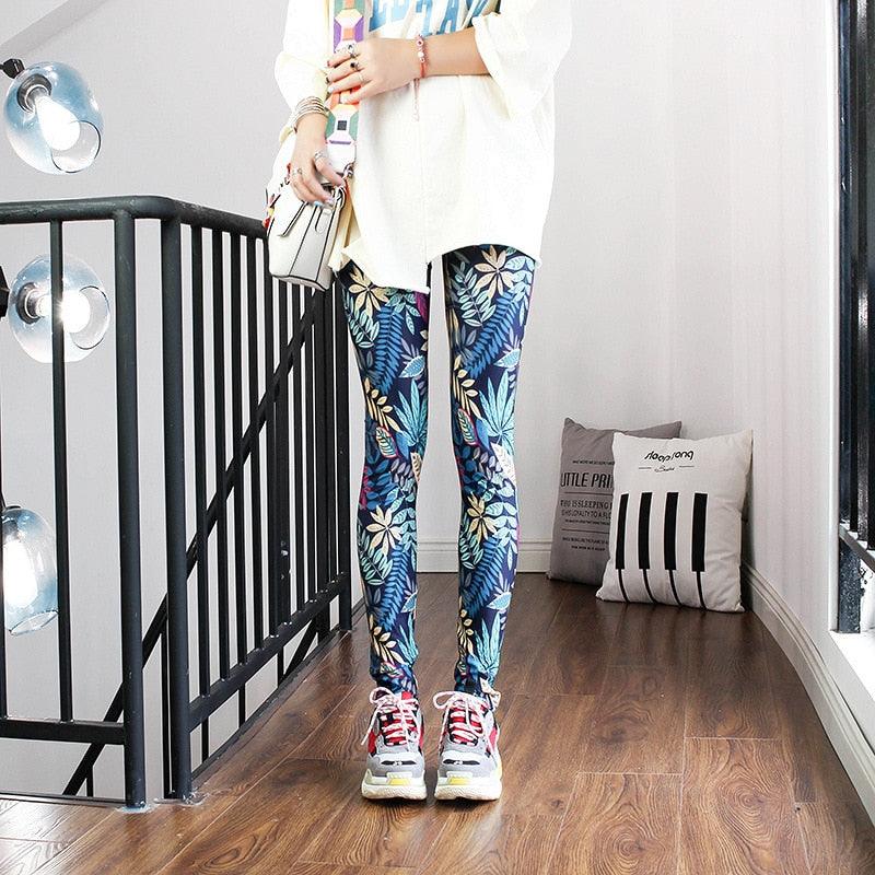 High Waist Printed Yoga Leggings Push Up Fitness Gym Trousers