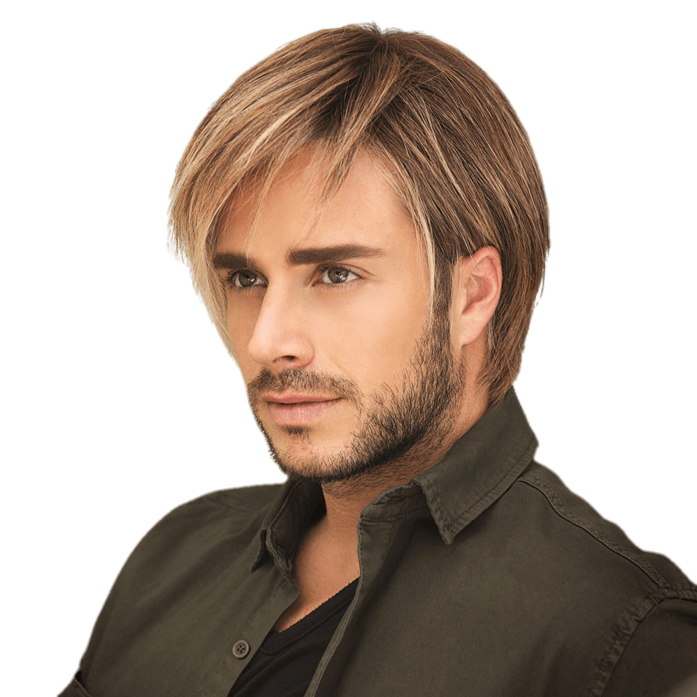 Chiseled Men's Wig in Light Brown or Blonde Highlights