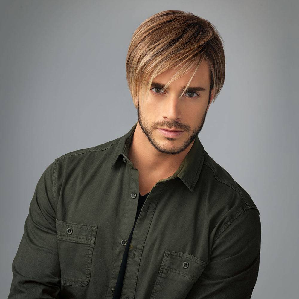 Chiseled men's wig from the HIM Collection featuring a modern, groomed style in light-brown.