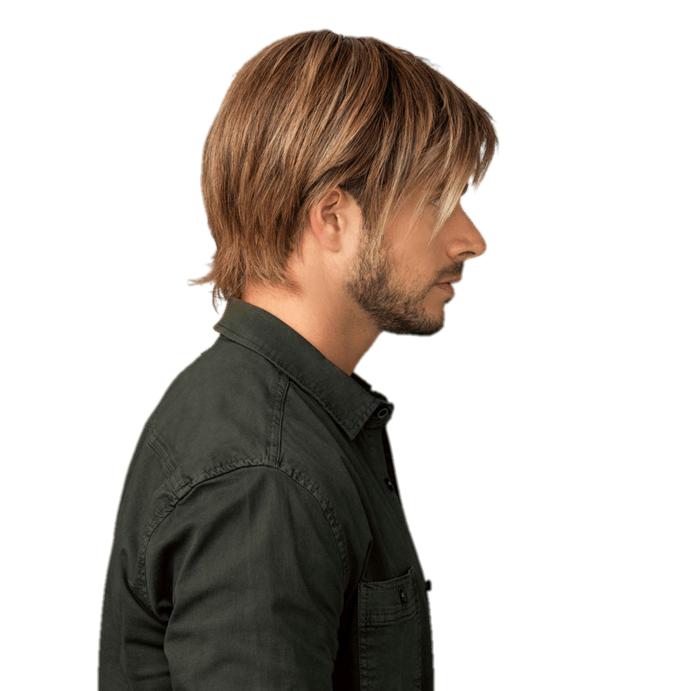 Chiseled Men's Wig in Light Brown or Blonde Highlights