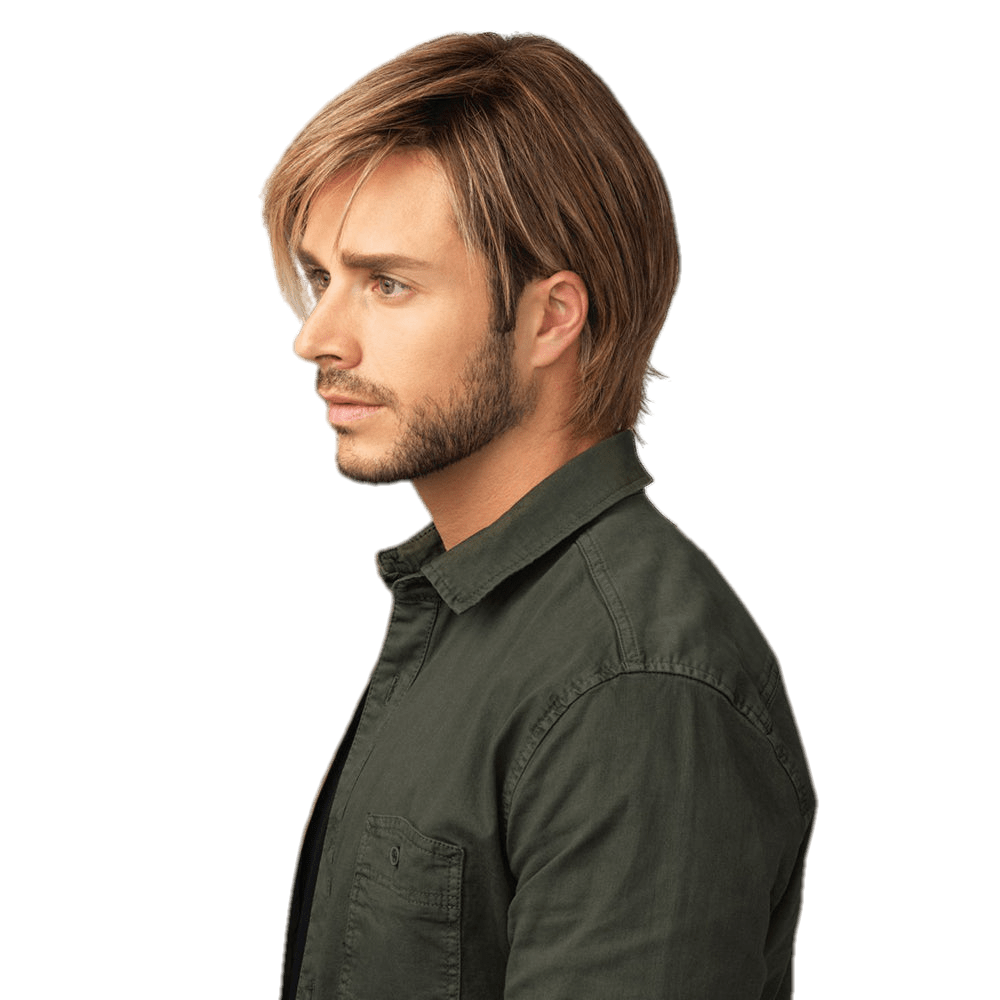 Chiseled Men's Wig in Light Brown or Blonde Highlights
