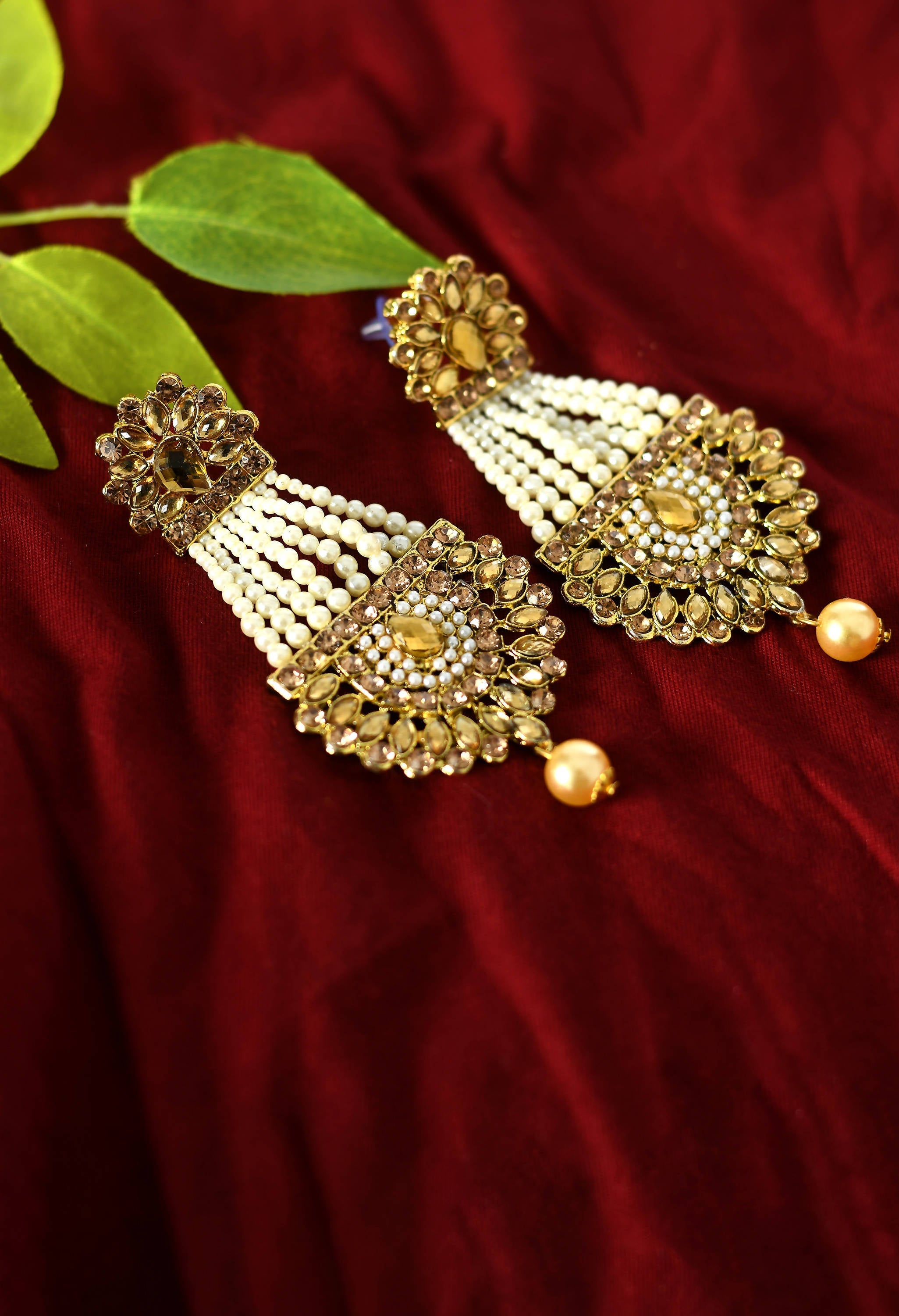 Johar Kamal Kundan and Pearl Work Ethnic Earrings