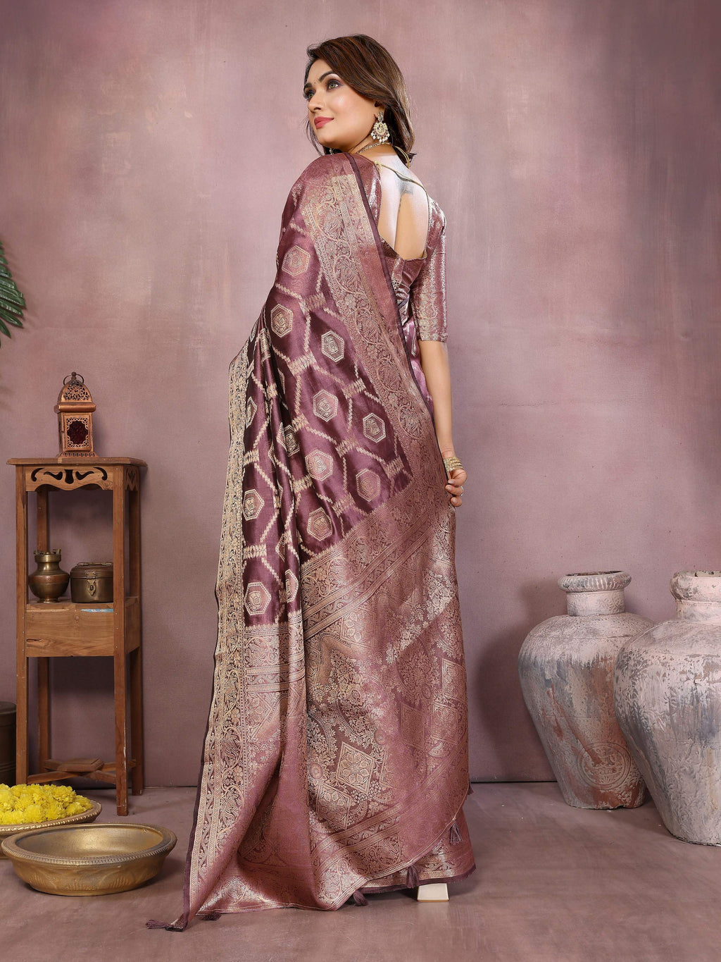 Purple Soft Organza Silk Weaving Saree
