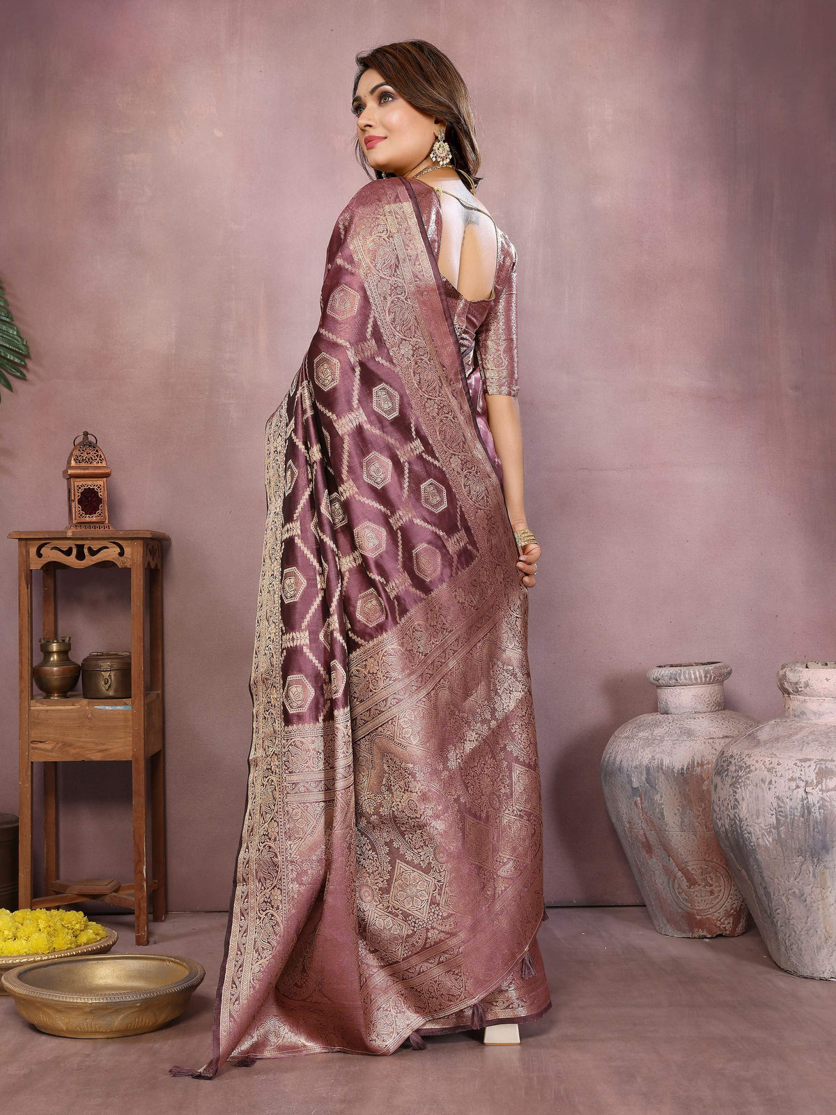 Purple Soft Organza Silk Weaving Saree