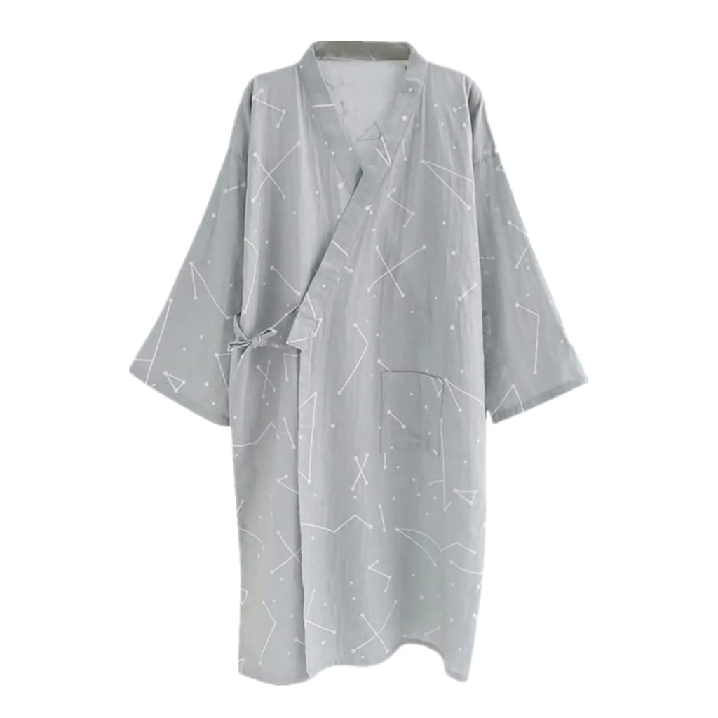 Ibluelover Kimono Robe for Men Bathrobe Sleepwear Nightgown Yukata Robe Khan Steamed Clothing Pajamas Nightwear Cotton Loungewear