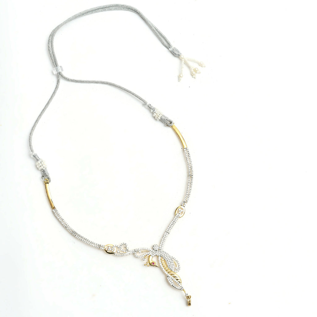 Silver-Plated American Diamond Choker Necklace Set for Women