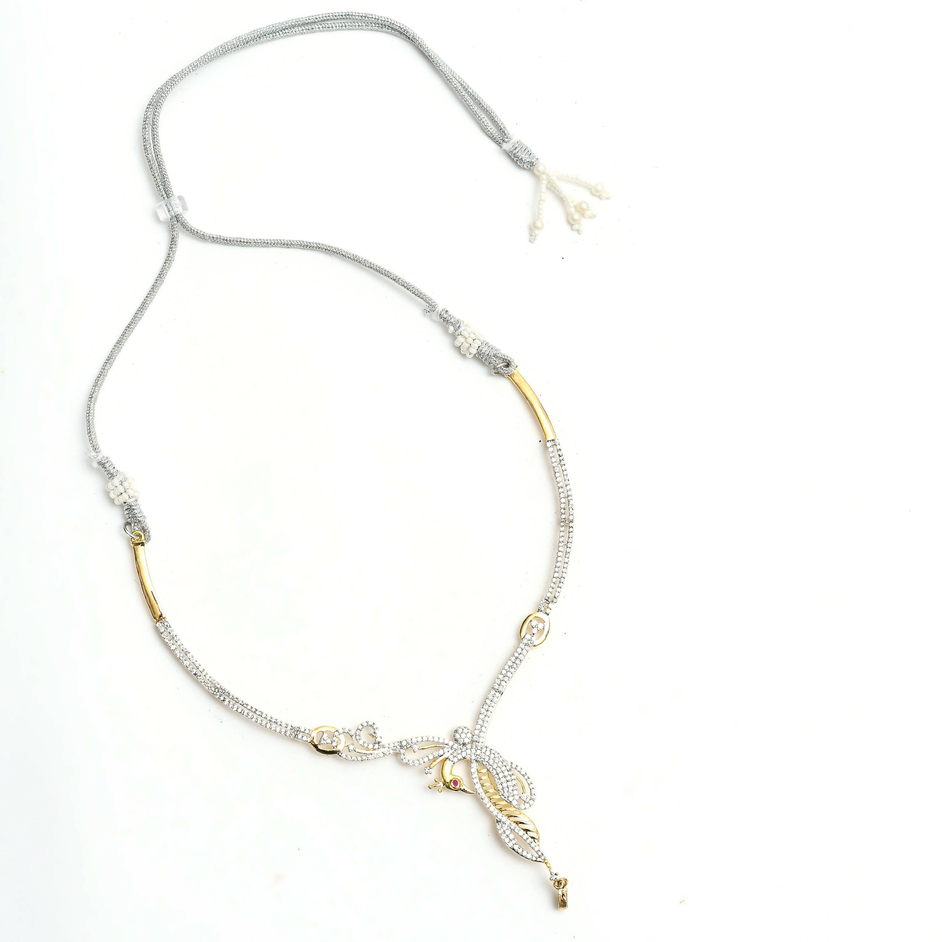 Silver-Plated American Diamond Choker Necklace Set for Women