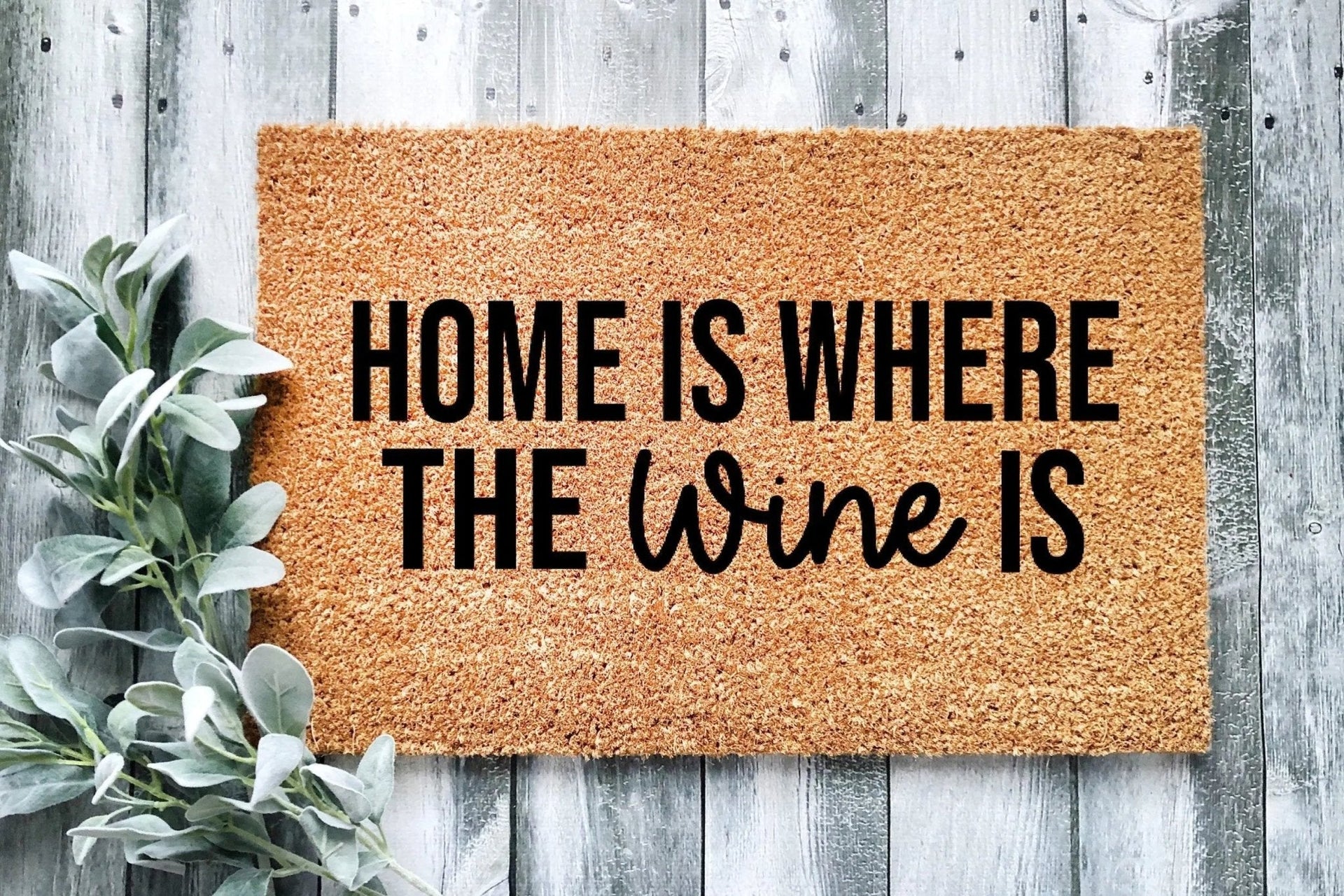 Home Is Where The Wine Is Natural Coir Door Mat for Entryway