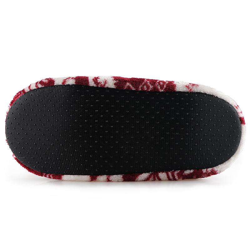 Women's Festive Elk Print Fuzzy Knit Slipper Booties - Red/White