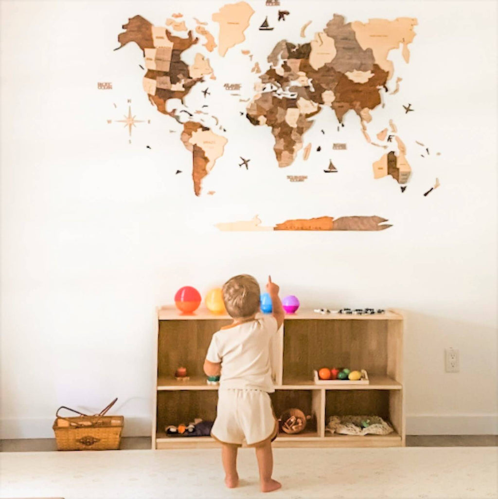 Large Rustic Wooden World Map Wall Decor: Travel Inspired Art