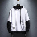 Mens Streetwear Letter Print Patchwork Hoodie Hip Hop Pullover
