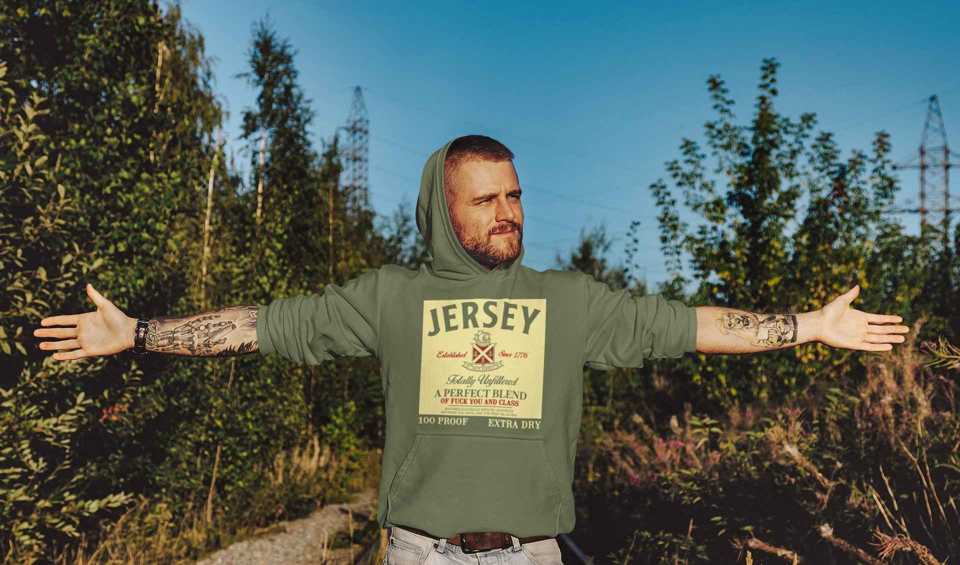 Perfect Blend Hoodie: Green Jameson Whiskey Label Parody Sweatshirt