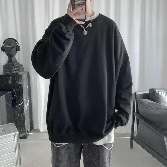 Men's Black and White Hip Hop Pullover Hoodie Streetwear
