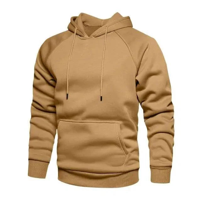 Men's Solid Color Knit Hoodie - Minimalist Streetwear Pullover