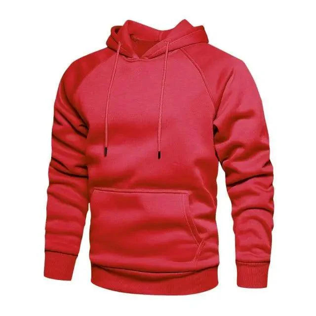 Men's Solid Color Knit Hoodie - Minimalist Streetwear Pullover