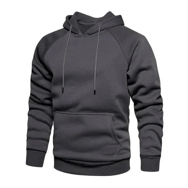 Men's Solid Color Knit Hoodie - Minimalist Streetwear Pullover