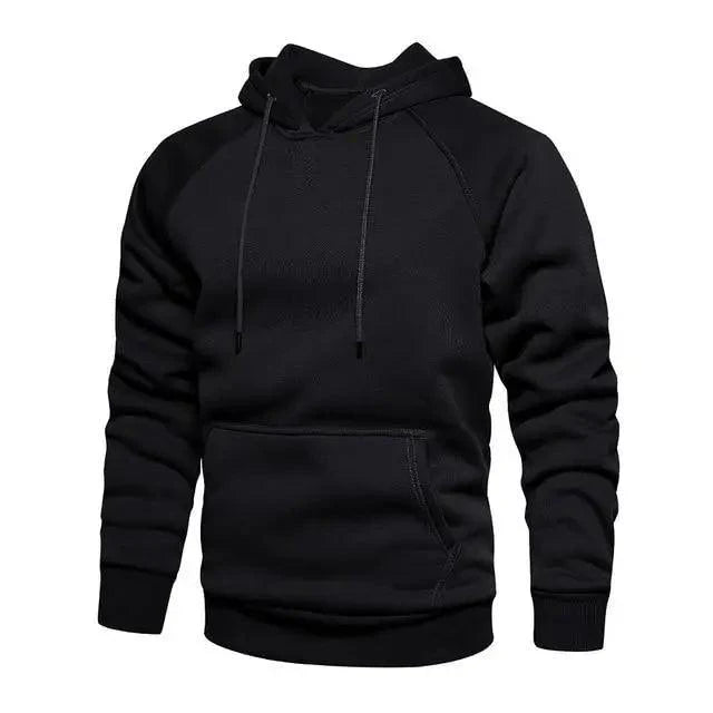 Men's Solid Color Knit Hoodie - Minimalist Streetwear Pullover