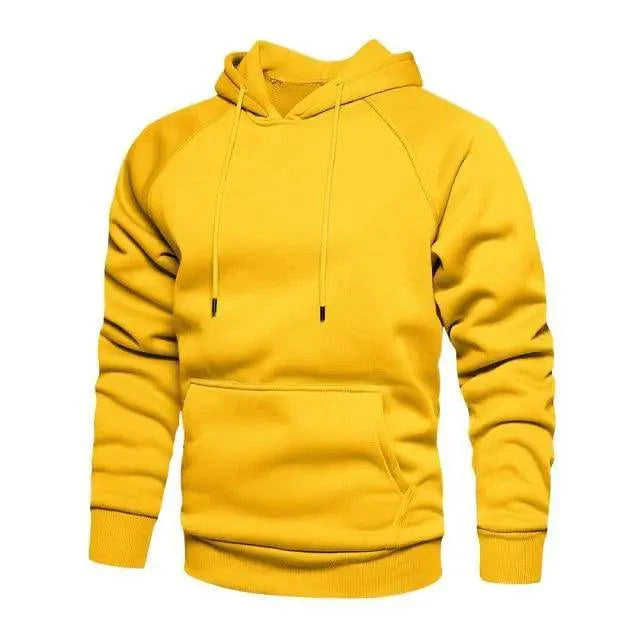 Men's Solid Color Knit Hoodie - Minimalist Streetwear Pullover