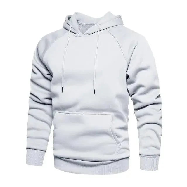 Men's Solid Color Knit Hoodie - Minimalist Streetwear Pullover