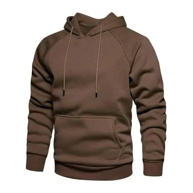 Men's Solid Color Knit Hoodie - Minimalist Streetwear Pullover
